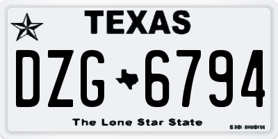 TX license plate DZG6794