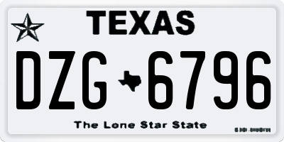 TX license plate DZG6796