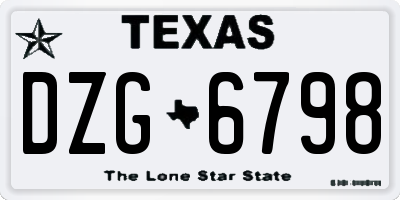 TX license plate DZG6798