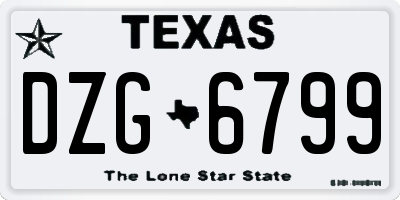 TX license plate DZG6799
