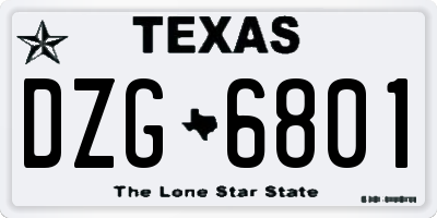 TX license plate DZG6801