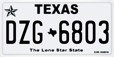 TX license plate DZG6803