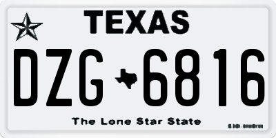 TX license plate DZG6816
