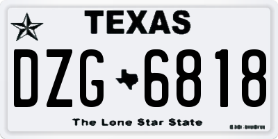 TX license plate DZG6818