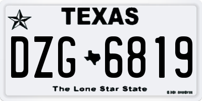 TX license plate DZG6819