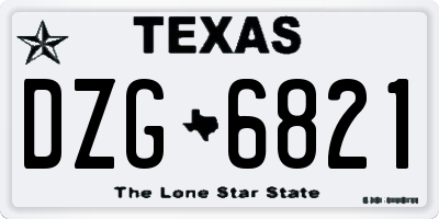 TX license plate DZG6821