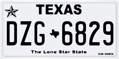 TX license plate DZG6829