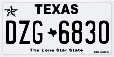 TX license plate DZG6830