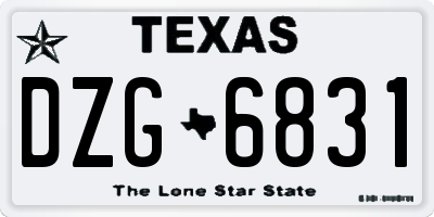 TX license plate DZG6831