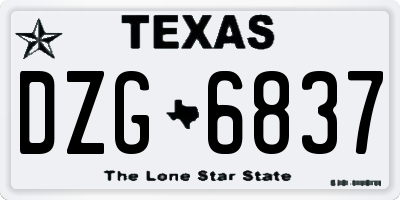 TX license plate DZG6837