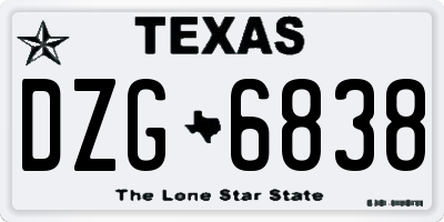 TX license plate DZG6838