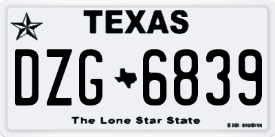 TX license plate DZG6839