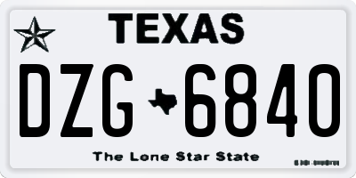 TX license plate DZG6840