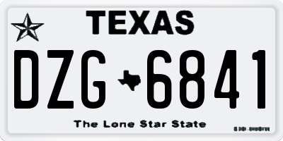 TX license plate DZG6841