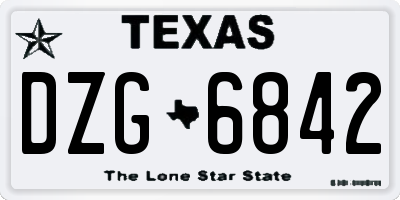 TX license plate DZG6842