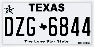TX license plate DZG6844