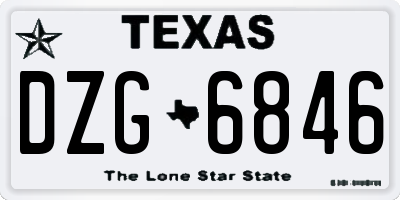 TX license plate DZG6846