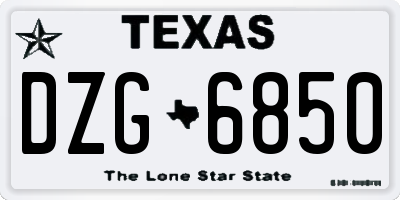 TX license plate DZG6850