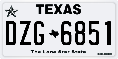 TX license plate DZG6851