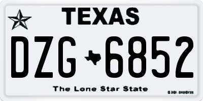 TX license plate DZG6852