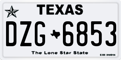 TX license plate DZG6853