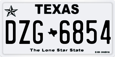 TX license plate DZG6854