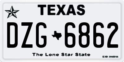 TX license plate DZG6862
