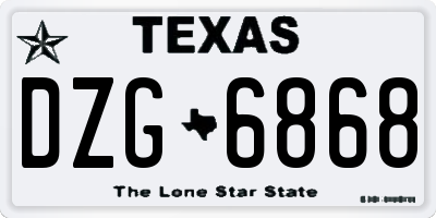 TX license plate DZG6868