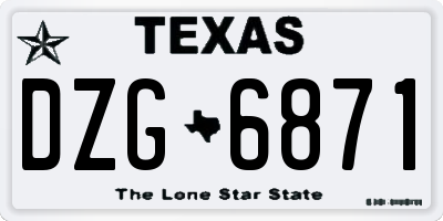 TX license plate DZG6871