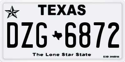 TX license plate DZG6872