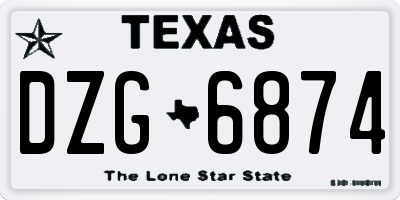 TX license plate DZG6874