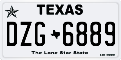 TX license plate DZG6889