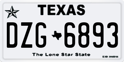TX license plate DZG6893