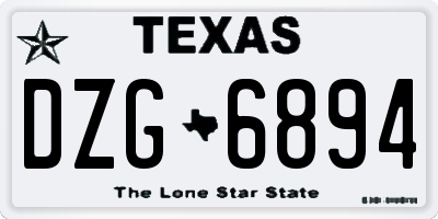 TX license plate DZG6894