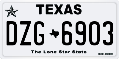 TX license plate DZG6903