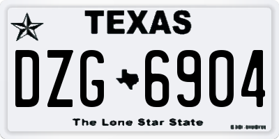 TX license plate DZG6904