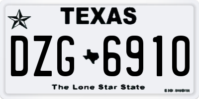 TX license plate DZG6910