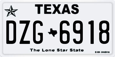 TX license plate DZG6918