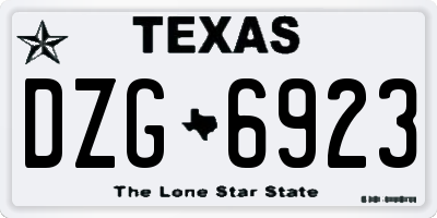 TX license plate DZG6923