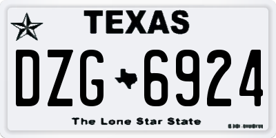 TX license plate DZG6924