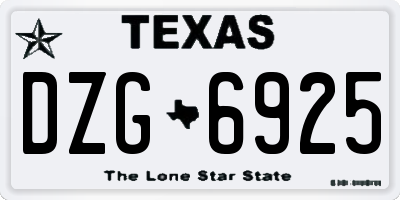 TX license plate DZG6925