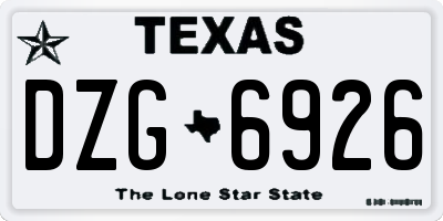 TX license plate DZG6926