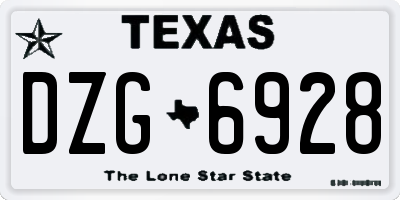 TX license plate DZG6928