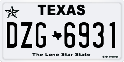 TX license plate DZG6931