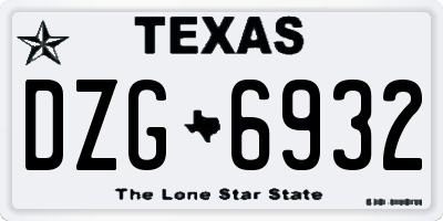 TX license plate DZG6932