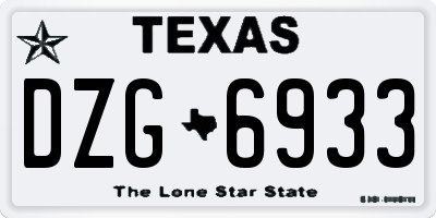 TX license plate DZG6933