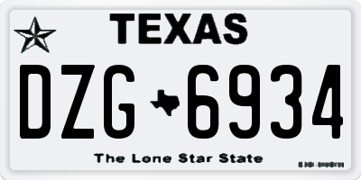TX license plate DZG6934
