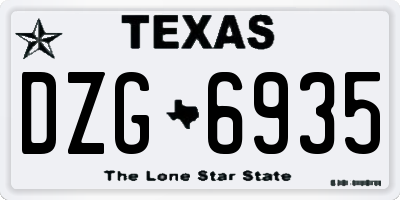 TX license plate DZG6935