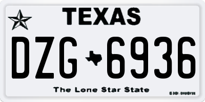 TX license plate DZG6936