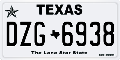 TX license plate DZG6938